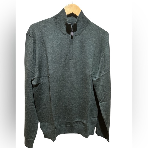 Jos A Bank Merino Wool 1/4 Zip Pullover Sweater Traveler Hunter Green XL - Picture 1 of 4